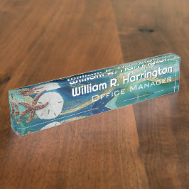 Blue Green Starfish Sand Dollar  デスクネームプレート