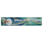 Blue Green Starfish Sand Dollar  デスクネームプレート (正面)