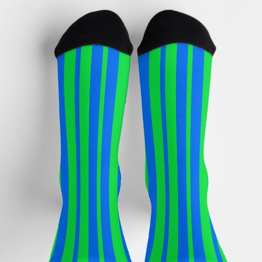 Blue Green Stylish Stripes Pattern Design  ソックス (上部)