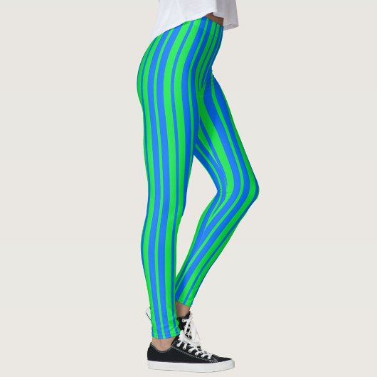 Blue Green Stylish Stripes Pattern Design  レギンス