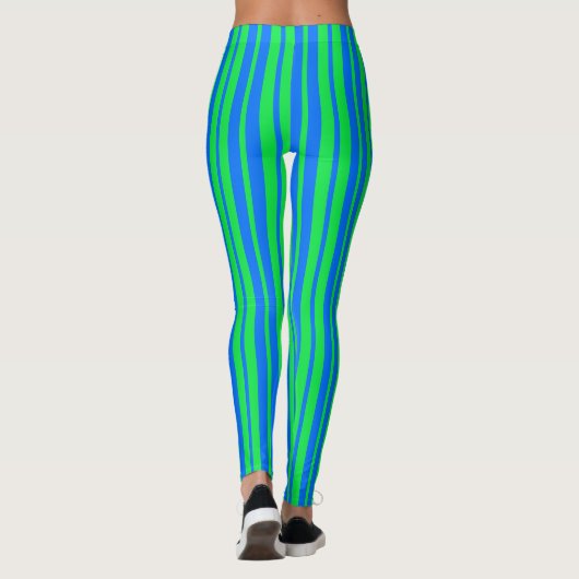 Blue Green Stylish Stripes Pattern Design  レギンス (裏面)