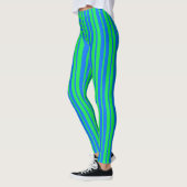 Blue Green Stylish Stripes Pattern Design  レギンス (左)