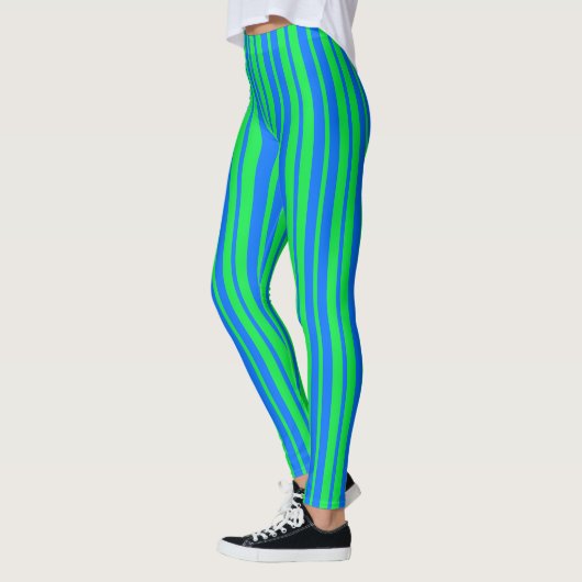 Blue Green Stylish Stripes Pattern Design  レギンス (左)