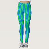 Blue Green Stylish Stripes Pattern Design  レギンス (正面)