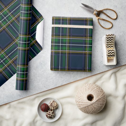 Blue Green Tartan Plaid Wrapping Paper ラッピングペーパー (クラフト)