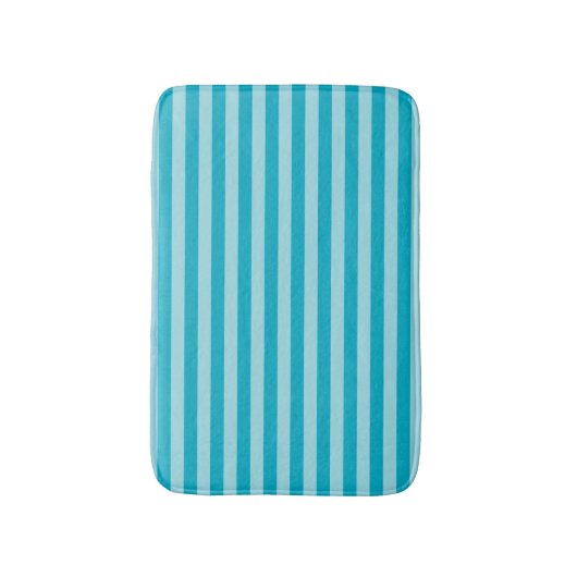 Blue Green, Teal Bath Mat Stripes バスマット (正面縦)