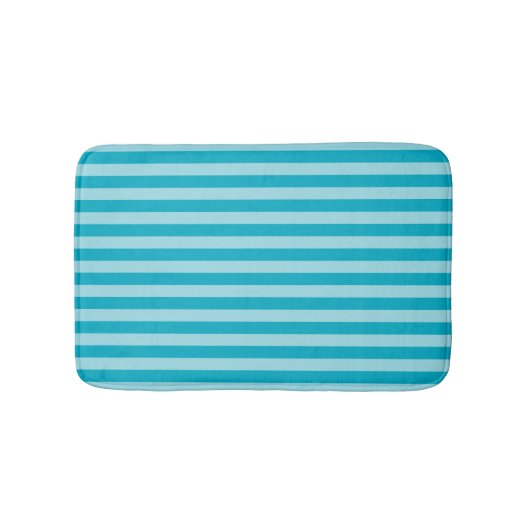 Blue Green, Teal Bath Mat Stripes バスマット (正面)