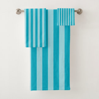 Blue Green, Teal Bath Towel Set Stripes バスタオルセット