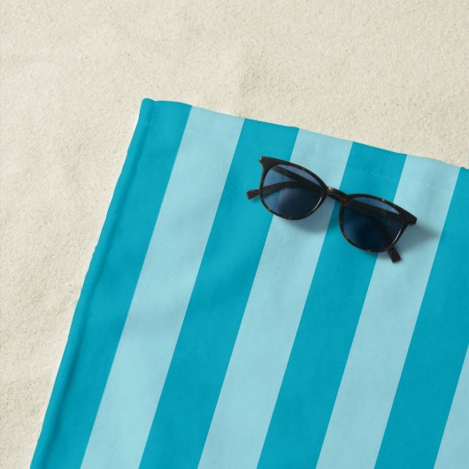 Blue Green, Teal Beach Towel Stripes ビーチタオル (インサイチュ)