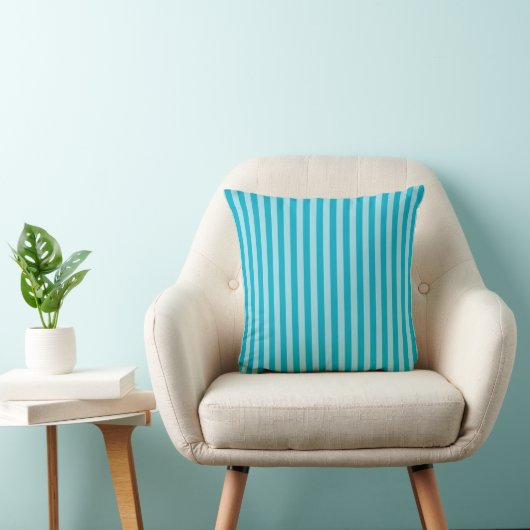 Blue Green, Teal Throw Pillow Stripes クッション (椅子)