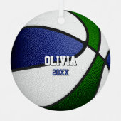 blue green team colors keepsake basketball メタルオーナメント (正面)
