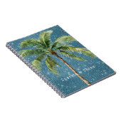 Blue Green Tropical Palm Tree Sparkle  ノートブック (右側)