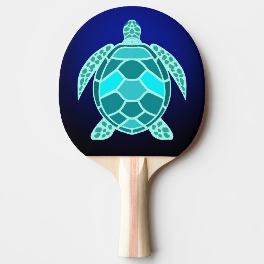 Blue green turquoise teal turtle  卓球ラケット (正面)