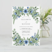 Blue Green Verdant Botanical Wedding 招待状 (スタンド正面)