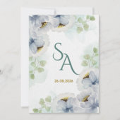 Blue Green Watercolor Floral Wedding Invitation El 招待状 (正面)