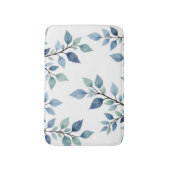 Blue Green Watercolor Leaves Botanical Design 376 バスマット (正面縦)