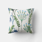 Blue Green Watercolor Wildflower  クッション (裏面)