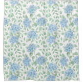 Blue Green Watercolor Wildflower シャワーカーテン (正面)