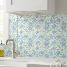 Blue Green Watercolor Wildflower タイル