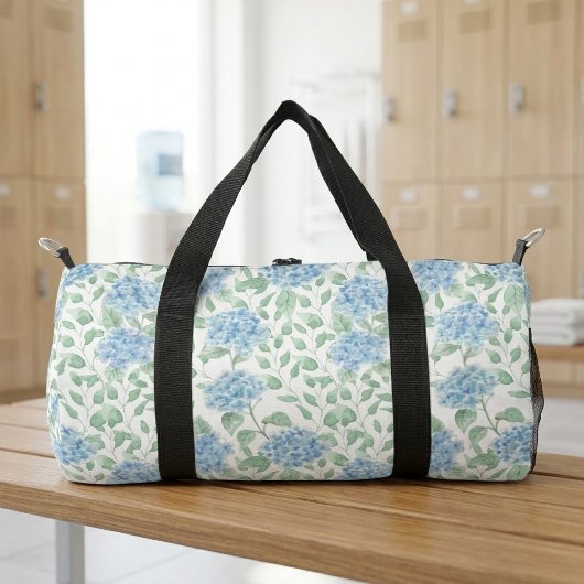 Blue Green Watercolor Wildflower ダッフルバッグ