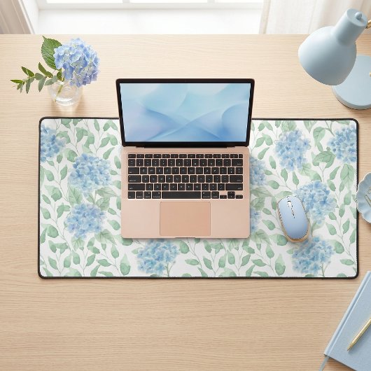 Blue Green Watercolor Wildflower デスクマット