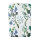 Blue Green Watercolor Wildflower  バスマット (正面縦)