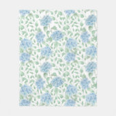 Blue Green Watercolor Wildflower フリースブランケット (正面)