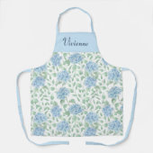 Blue Green Watercolor Wildflower Custom Name エプロン (正面)