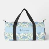 Blue Green Watercolor Wildflower Monogram ダッフルバッグ (正面)