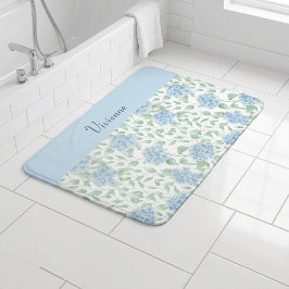 Blue Green Watercolor Wildflower Monogram バスマット