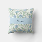 Blue Green Watercolor Wildflower Monogram Name クッション (裏面)