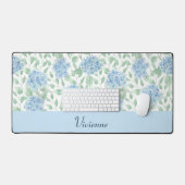 Blue Green Watercolor Wildflower Monogram Name デスクマット (キーボード&マウス)