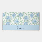 Blue Green Watercolor Wildflower Monogram Name デスクマット (正面)