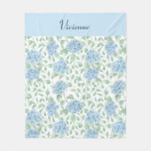 Blue Green Watercolor Wildflower Name フリースブランケット (正面)