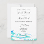 Blue & Green Wave  Wedding Invitation 招待状 (正面)
