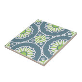Blue Green White Moroccan Mosaic Geometric Pattern タイル (側面)