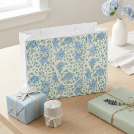 Blue Green Wildflower Watercolor ラージペーパーバッグ