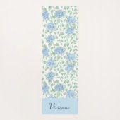 Blue Green Wildflower Watercolor Custom Name ヨガマット (裏面)