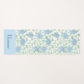 Blue Green Wildflower Watercolor Custom Name ヨガマット (正面(横))