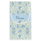 Blue Green Wildflower Watercolor Monogram スモールペーパーバッグ (裏面)