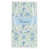 Blue Green Wildflower Watercolor Monogram スモールペーパーバッグ (正面)