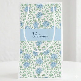 Blue Green Wildflower Watercolor Monogram スモールペーパーバッグ