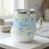 Blue Green Wildflower Watercolor Monogram Name