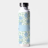Blue Green Wildflower Watercolor Monogram Name ウォーターボトル (左面)