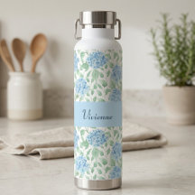 Blue Green Wildflower Watercolor Monogram Name