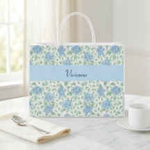 Blue Green Wildflower Watercolor Monogram Name
