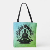 Blue Green Yoga Meditation Design on a  トートバッグ (裏面)