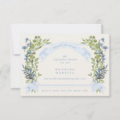 blue greenery crest website QR CODE wedding RSVP 招待状 (正面)