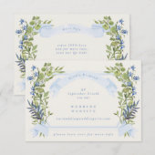 blue greenery crest website QR CODE wedding RSVP 招待状 (正面/裏面)