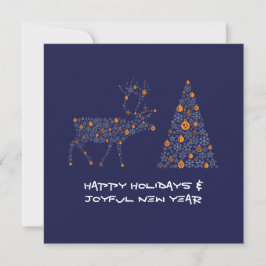 Blue greeting card HAPPY HOLIDAYS JOYFUL NEW YEAR シーズンカード
